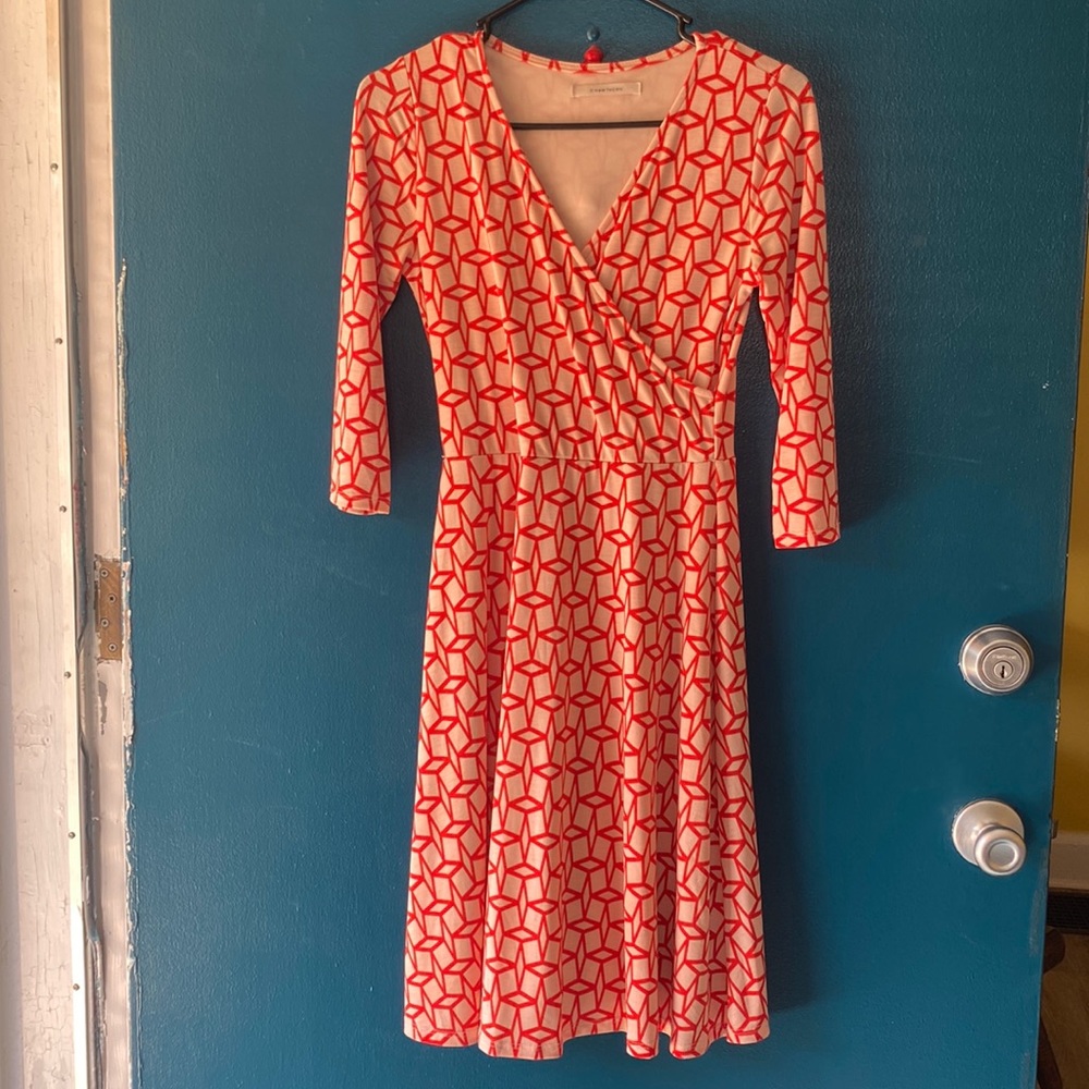 41 Hawthorn Geometric Partial Wrap Dress